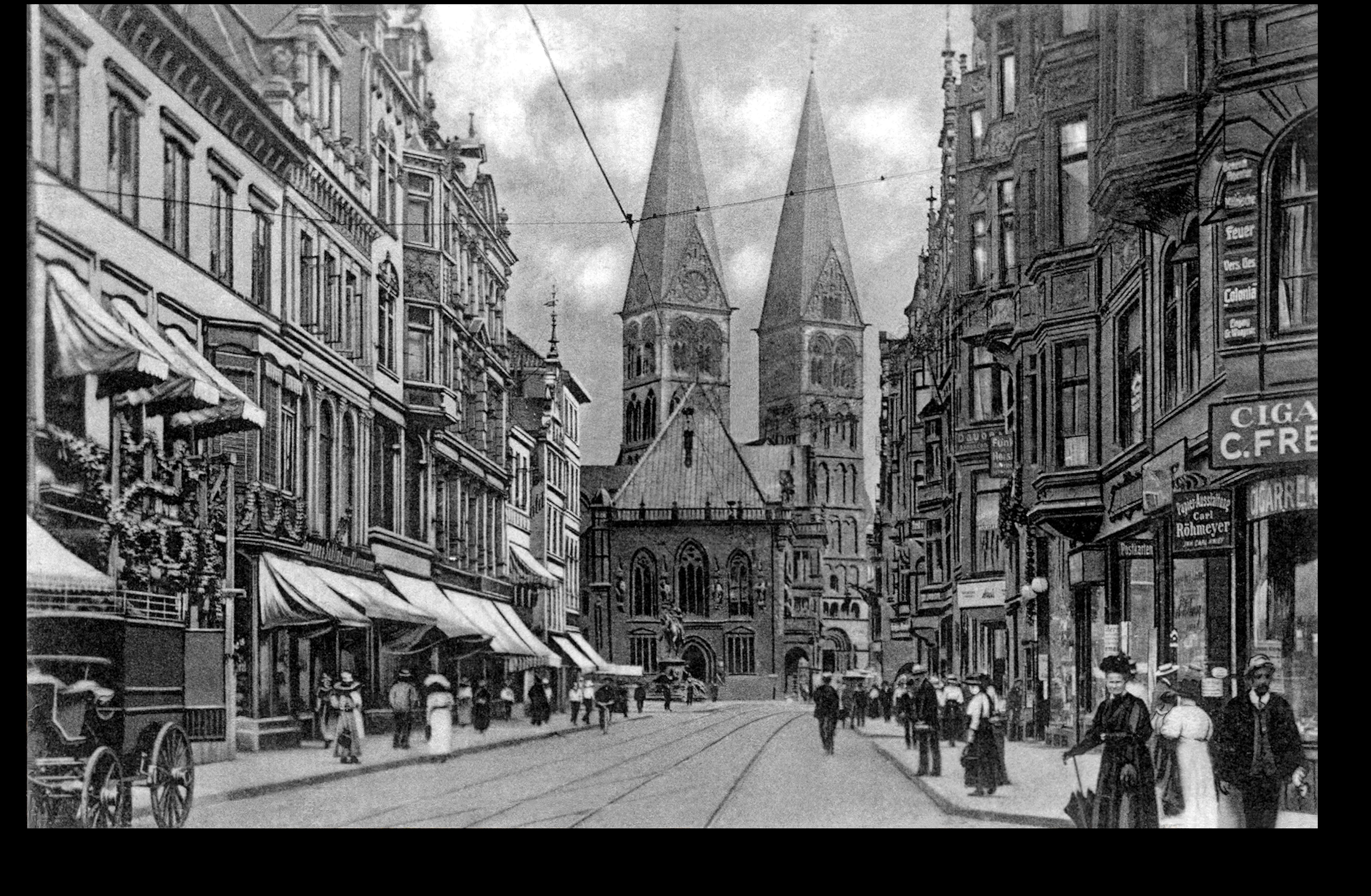 Obernstrasse mit Blick auf Dom - Ueberblende-sw
