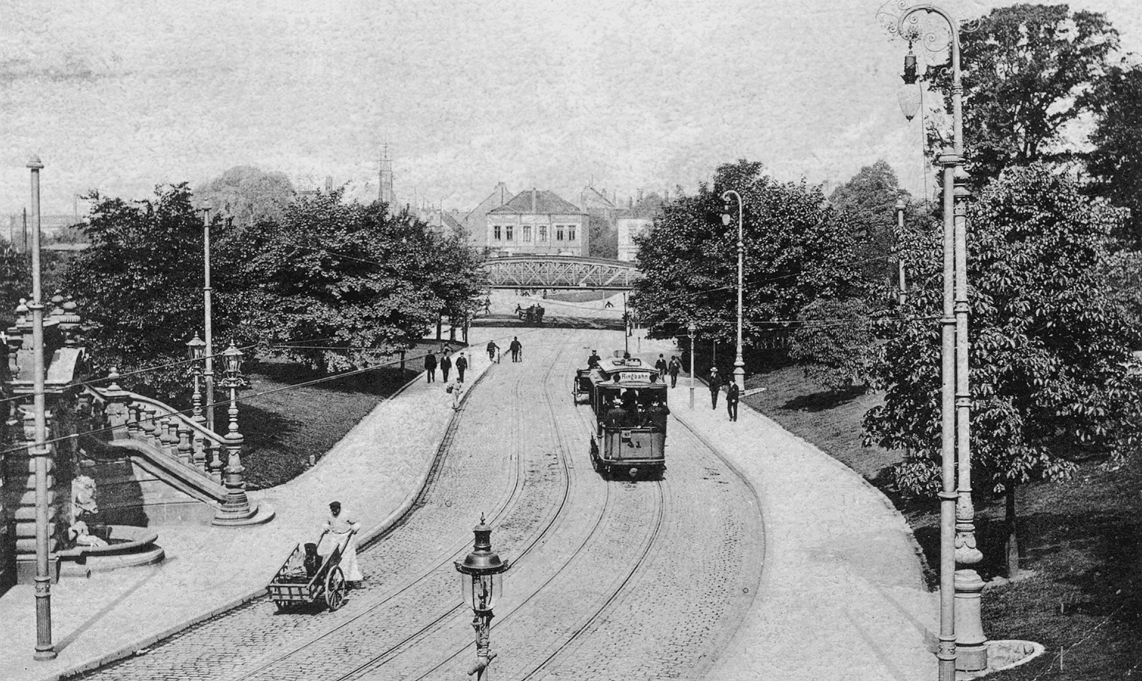 Hafenstrasse, Ringbahn, Handwagen - Original-sw
